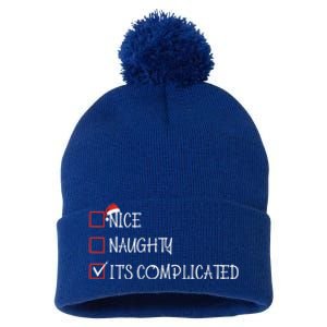 Nice Naughty ItS Complicated List Santa Christmas Xmas Pjs Gift Pom Pom 12in Knit Beanie