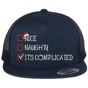 Nice Naughty ItS Complicated List Santa Christmas Xmas Pjs Gift Flat Bill Trucker Hat