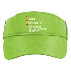 Nice Naughty Innocent Until Proven Guilty Christmas List Gift Adult Drive Performance Visor