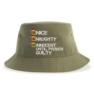 Nice Naughty Innocent Until Proven Guilty Christmas List Gift Sustainable Bucket Hat