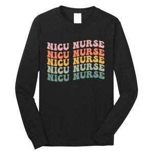 NICU Nurse ICU Neonatal Retro Nursing Groovy Long Sleeve Shirt