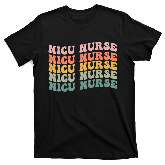 NICU Nurse ICU Neonatal Retro Nursing Groovy T-Shirt