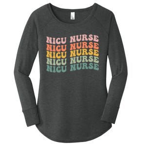 NICU Nurse ICU Neonatal Retro Nursing Groovy Women's Perfect Tri Tunic Long Sleeve Shirt