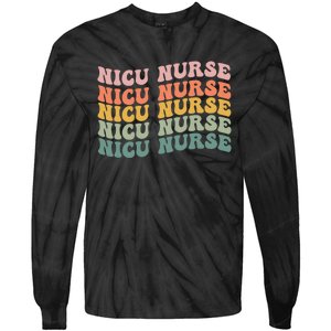 NICU Nurse ICU Neonatal Retro Nursing Groovy Tie-Dye Long Sleeve Shirt