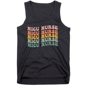 NICU Nurse ICU Neonatal Retro Nursing Groovy Tank Top