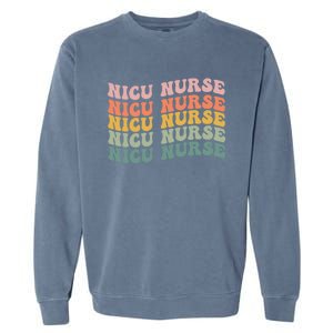 NICU Nurse ICU Neonatal Retro Nursing Groovy Garment-Dyed Sweatshirt