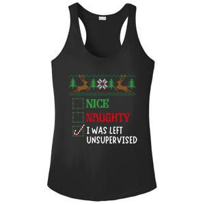 Nice Naughty I Was Left Unsupervised Funny Retro Christmas Cute Gift Ladies PosiCharge Competitor Racerback Tank