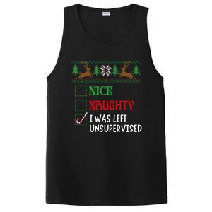 Nice Naughty I Was Left Unsupervised Funny Retro Christmas Cute Gift PosiCharge Competitor Tank