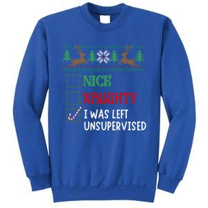 Nice Naughty I Was Left Unsupervised Funny Retro Christmas Cute Gift Sweatshirt