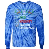 Nice Naughty I Was Left Unsupervised Funny Retro Christmas Cute Gift Tie-Dye Long Sleeve Shirt