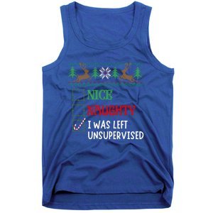 Nice Naughty I Was Left Unsupervised Funny Retro Christmas Cute Gift Tank Top