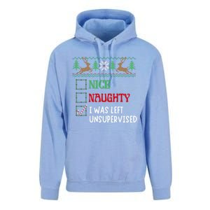 Nice Naughty I Was Left Unsupervised Funny Retro Christmas Cute Gift Unisex Surf Hoodie