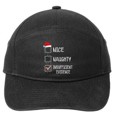 Nice Naughty Insufficient Evidence Funny Christmas List 7-Panel Snapback Hat