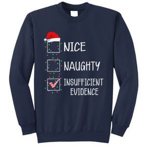 Nice Naughty Insufficient Evidence Funny Christmas List Sweatshirt