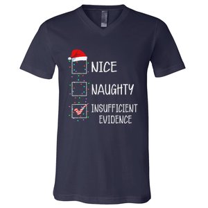 Nice Naughty Insufficient Evidence Funny Christmas List V-Neck T-Shirt