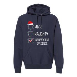 Nice Naughty Insufficient Evidence Funny Christmas List Premium Hoodie