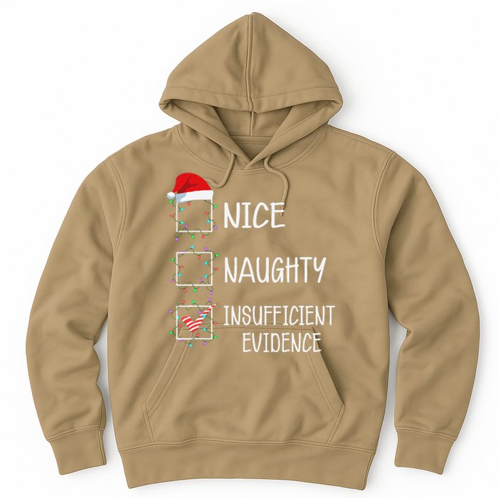 Nice Naughty Insufficient Evidence Funny Christmas List Hoodie