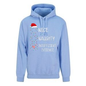 Nice Naughty Insufficient Evidence Funny Christmas List Unisex Surf Hoodie