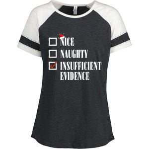 Nice Naughty Insufficient Evidence Christmas List Santa Xmas Gift Enza Ladies Jersey Colorblock Tee