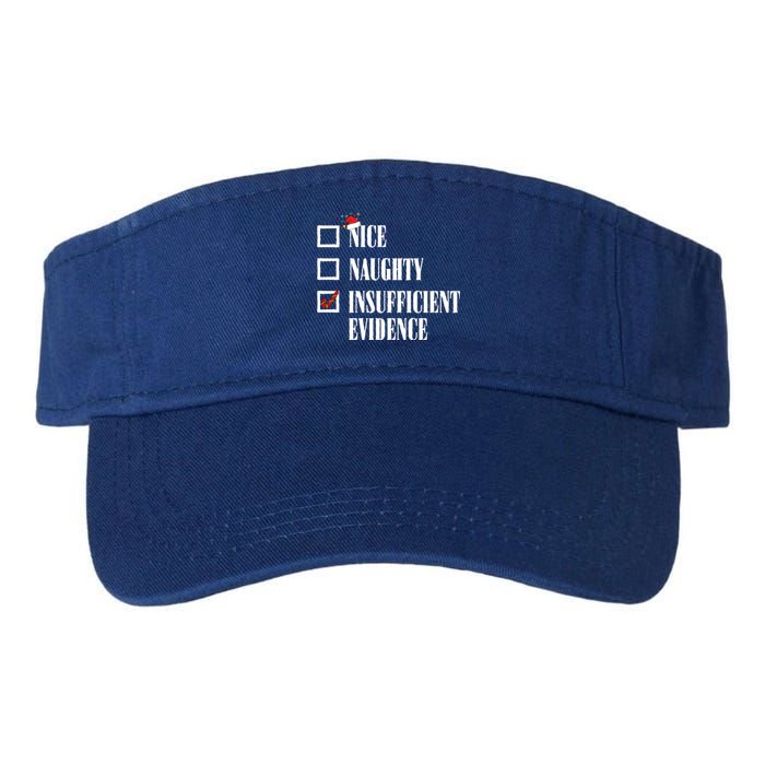 Nice Naughty Insufficient Evidence Christmas List Santa Xmas Gift Valucap Bio-Washed Visor