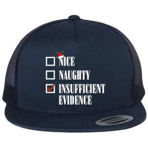 Nice Naughty Insufficient Evidence Christmas List Santa Xmas Gift Flat Bill Trucker Hat