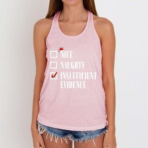 Nice Naughty Insufficient Evidence Christmas List Santa Xmas Gift Women's Knotted Racerback Tank