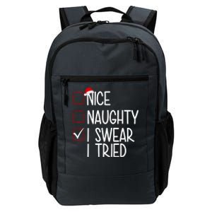 Nice Naughty I Swear I Tired Funny Christmas Holiday Daily Commute Backpack