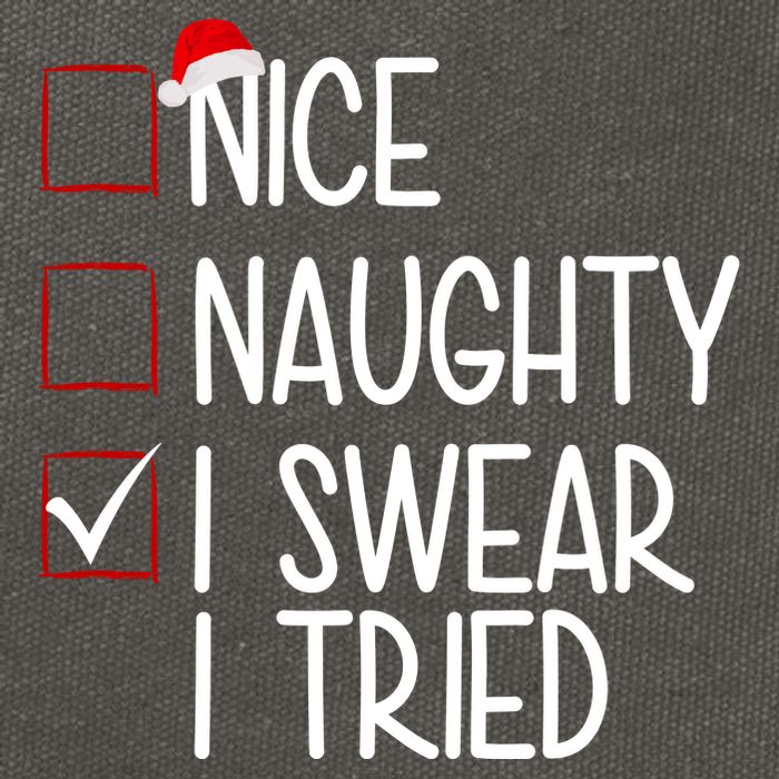 Nice Naughty I Swear I Tired Funny Christmas Holiday Cotton Canvas Backpack