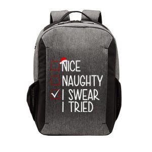 Nice Naughty I Swear I Tired Funny Christmas Holiday Vector Backpack