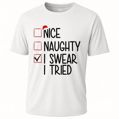 Nice Naughty I Swear I Tired Funny Christmas Holiday Performance Shirt