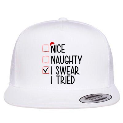 Nice Naughty I Swear I Tired Funny Christmas Holiday Flatbill Hat