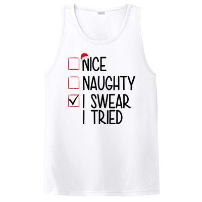 Nice Naughty I Swear I Tired Funny Christmas Holiday PosiCharge Competitor Tank