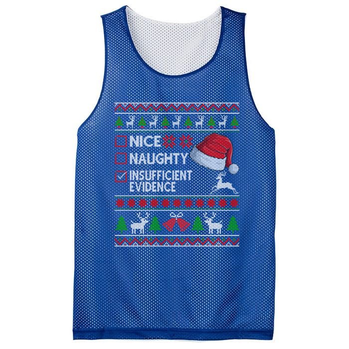 Nice Naughty Insufficient Evidence Ugly Christmas Gift Mesh Reversible Basketball Jersey Tank