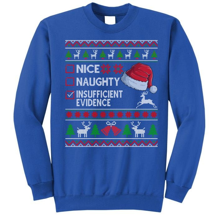 Nice Naughty Insufficient Evidence Ugly Christmas Gift Tall Sweatshirt