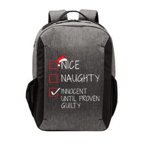 Nice Naughty Innocent Until Proven Guilty Christmas List Funny Gift Vector Backpack