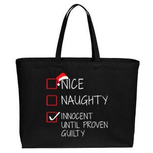 Nice Naughty Innocent Until Proven Guilty Christmas List Funny Gift Cotton Canvas Jumbo Tote