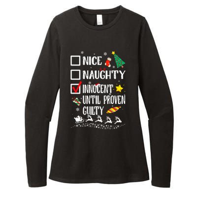 Nice Naughty Innocent Until Proven Guilty Xmas Santa Hat Cool Gift Womens CVC Long Sleeve Shirt