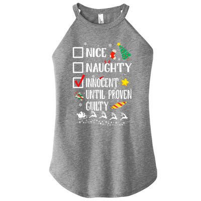 Nice Naughty Innocent Until Proven Guilty Xmas Santa Hat Cool Gift Women’s Perfect Tri Rocker Tank