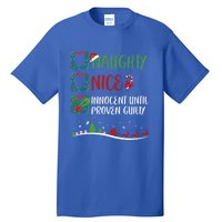 Nice Naughty Innocent Until Proven Guilty Christmas Santa Meaningful Gift Tall T-Shirt