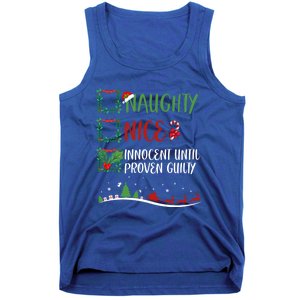 Nice Naughty Innocent Until Proven Guilty Christmas Santa Meaningful Gift Tank Top