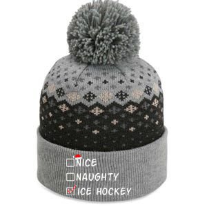 Nice Naughty Ice Hockey Funny Christmas Ice Hockey Player Gift The Baniff Cuffed Pom Beanie