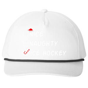 Nice Naughty Ice Hockey Funny Christmas Ice Hockey Player Gift Snapback Five-Panel Rope Hat