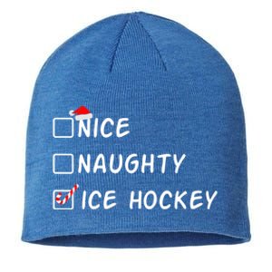 Nice Naughty Ice Hockey Funny Christmas Ice Hockey Player Gift Sustainable Beanie