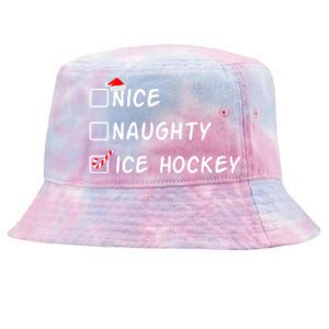 Nice Naughty Ice Hockey Funny Christmas Ice Hockey Player Gift Tie-Dyed Bucket Hat