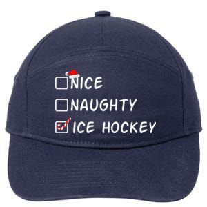 Nice Naughty Ice Hockey Funny Christmas Ice Hockey Player Gift 7-Panel Snapback Hat