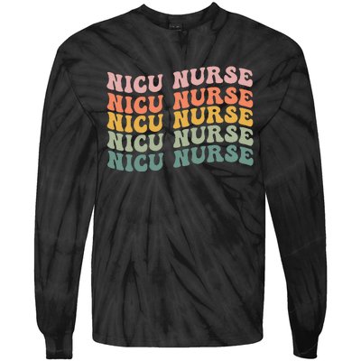 NICU Nurse ICU Neonatal Retro Nursing Team Tiny Humans Tie-Dye Long Sleeve Shirt