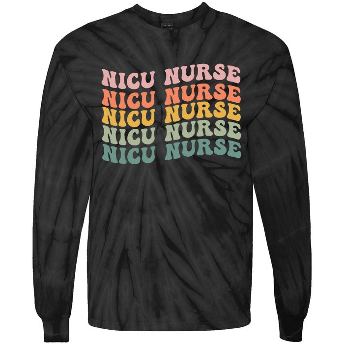 NICU Nurse ICU Neonatal Retro Nursing Team Tiny Humans Tie-Dye Long Sleeve Shirt