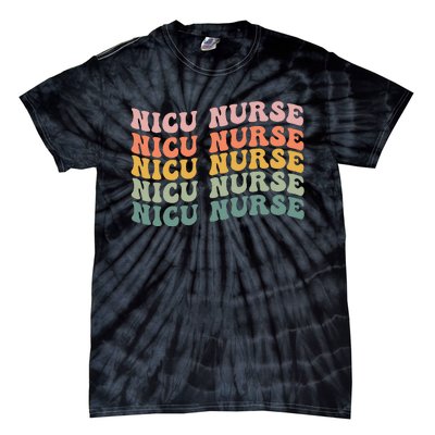 NICU Nurse ICU Neonatal Retro Nursing Team Tiny Humans Tie-Dye T-Shirt