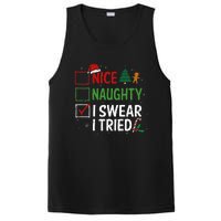 Nice Naughty I Swear I Tried Christmas List Xmas Santa Claus PosiCharge Competitor Tank