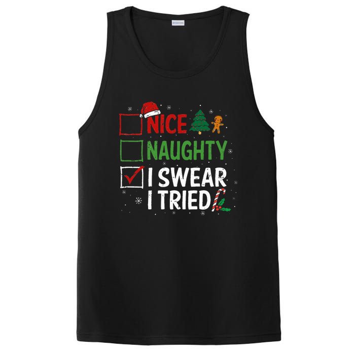 Nice Naughty I Swear I Tried Christmas List Xmas Santa Claus PosiCharge Competitor Tank